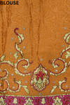 Rust Jacquard Crepe Embriodered Saree With Unstitched Blouse