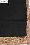 Black Khaddi Georgette Semi Stitched Suit Salwar With Dupatta