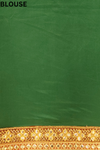 Bottle Green Crepe Embriodered Saree With Unstitched Blouse