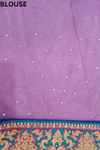 Garnet Net Embroidered Saree With Unstitched Blouse