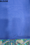 Royal Blue Chiffon Embroidered Saree With Unstitched Blouse