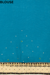 Rama Georgette Embroidered Saree With Unstitched Blouse