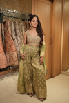 Pista Green Shimmer Tissue Readymade Sharara Set With Georgette Dupatta (Ft:-Muskan Sharma)