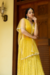 Mango Gold Sequence, Cutdana,Threadwork, Embroidery Georgette Lehenga Set With Readymade Blouse