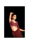 Maroon Net Pre-Draped Designer Saree With Readymade Blouse (Ft:-Kanika Mann)