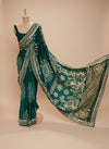 Bottle Green Gajji Silk Saree With Unstitched Blouse