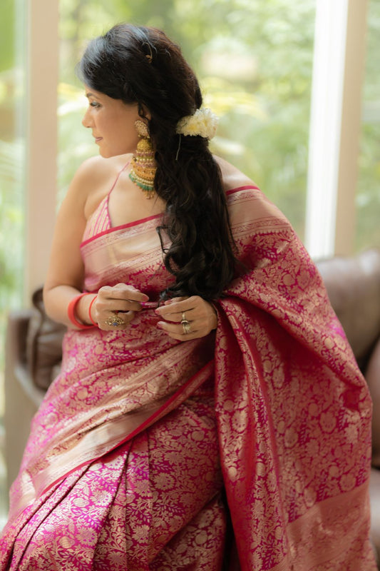 South Indian Silk Woven Zari Saree (Ft:-Anu Mishra)