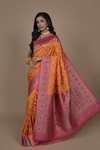 Mustard Banarasi Woven Zari Banarasi Silk Designer Saree With Unstitched Blouse