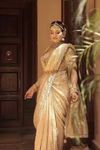 Tussar Khaddi Geogette Saree With Unstitched Blouse (Ft:-Guneet Virdi)