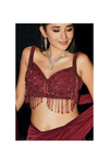 Maroon Net Pre-Draped Designer Saree With Readymade Blouse (Ft:-Kanika Mann)