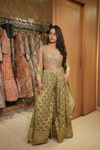 Pista Green Shimmer Tissue Readymade Sharara Set With Georgette Dupatta (Ft:-Muskan Sharma)