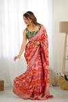 Orange Rani Satin Banarasi Woven Zari Saree With Unstitched Blouse (Ft:-Arti Chauhan)