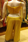 Lemon Gold Georgette Short Top Sharara Set With Shrug (Ft:-Arti Chauhan)