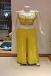 Lemon Gold Georgette Short Top Sharara Set With Shrug (Ft:-Arti Chauhan)