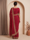 Red Soft Twill Saree With Unstitched Blouse
