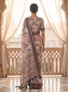 Off White Cotton Floral Printed Saree With Unstitched Blouse