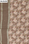 Off White Cotton Floral Printed Saree With Unstitched Blouse