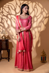 Georgette Floor Length Readymade Suit With Organza Dupatta
