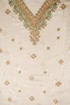 Timeless Beauty Tussar Pista Crepe Unstitched Salwar Suit With Crepe Dupatta