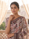 Off White Cotton Floral Printed Saree With Unstitched Blouse