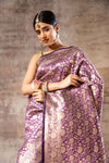 Purple Banarasi Silk Woven Zari Saree With Unstitched Blouse