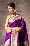 Magenta Banarasi Silk Woven Zari Saree With Unstitched Blouse