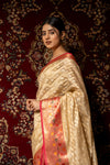 Tussar Organza Banarasi Woven Zari Saree With Unstitched Blouse