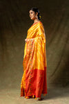 Mango Gold Organza Banarasi Woven Zari Saree With Unstitched Blouse