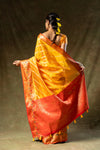 Mango Gold Organza Banarasi Woven Zari Saree With Unstitched Blouse