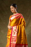 Mustard Banarasi Silk Woven Zari Saree With Unstitched Blouse