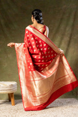 Maroon Banarasi Silk Woven Zari Saree With Unstitched Blouse(Ft:-Sunitha Scharma)