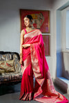 Rani Banarasi Silk Woven Zari Saree With Unstitched Blouse(Ft:-Arti Chauhan)