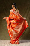 Red Banarasi Silk Woven Zari Saree With Unstitched Blouse