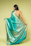 Rama Banarasi Silk Saree With Unstitched Blouse