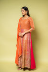 Rust Georgette Floor Length Readymade Suit With Georgette Dupatta