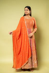 Rust Georgette Floor Length Readymade Suit With Georgette Dupatta