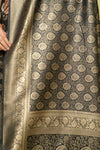Black Banarasi Silk Saree With Unstitched Blouse