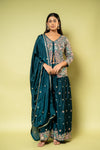 Peacock Chinon Readymade Sharara Set With Chinon Dupatta