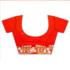 Red Chiffon Embroidered Saree With Unstitched Blouse