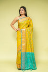 Pista Banarasi Silk Saree With Unstitched Blouse