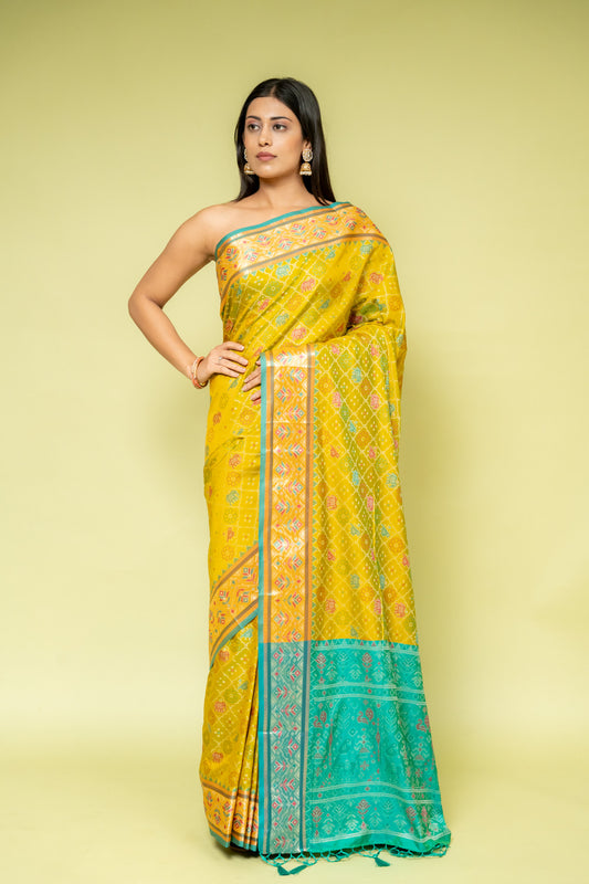 Pista Banarasi Silk Saree With Unstitched Blouse