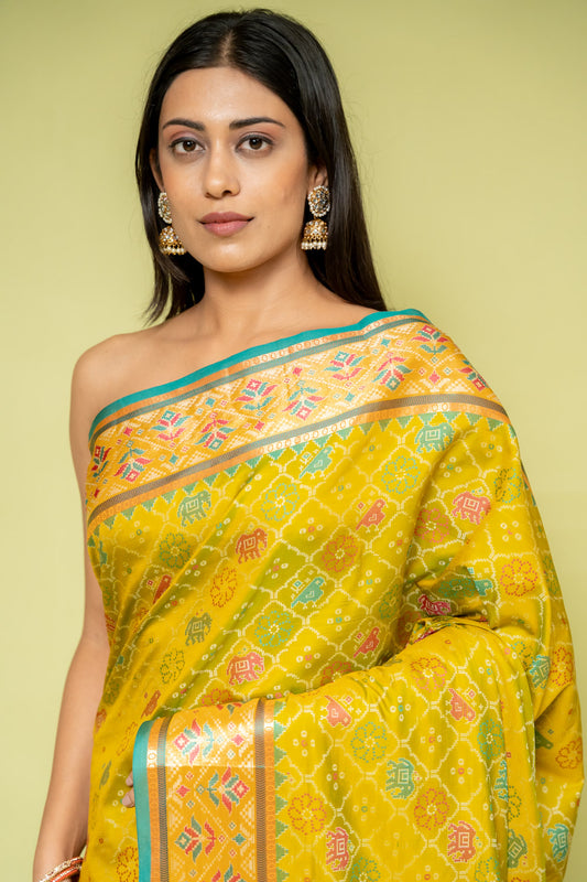 Pista Banarasi Silk Saree With Unstitched Blouse
