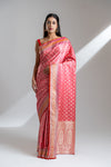 Gajari Banarasi Silk Saree With Unstitched Blouse