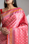 Gajari Banarasi Silk Saree With Unstitched Blouse