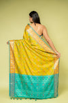 Pista Banarasi Silk Saree With Unstitched Blouse