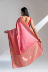 Gajari Banarasi Silk Saree With Unstitched Blouse