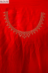 Red Organza Embroidered Saree With Unstitched Blouse