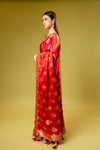 Red Banarasi Silk Embroidered Saree With Unstitched Blouse
