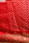 Red Banarasi Silk Embroidered Saree With Unstitched Blouse