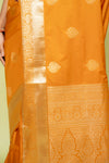 Mustard Banarasi Silk Saree With Unstitched Blouse